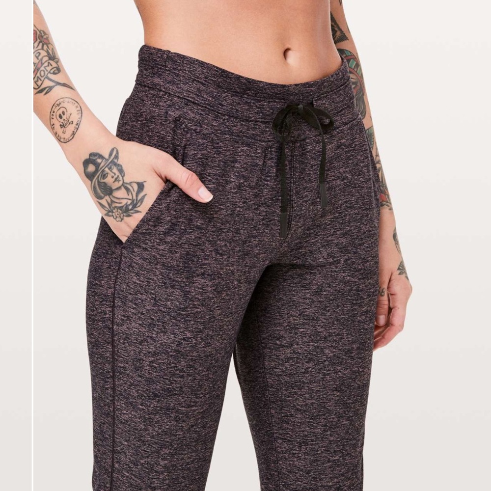lululemon athletica Ready To Rulu Heathered Gray/Purple Joggers Size 12